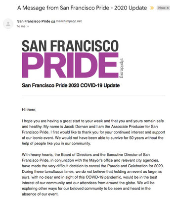 San Francisco's Pride 2020 Celebration Officially Canceled.