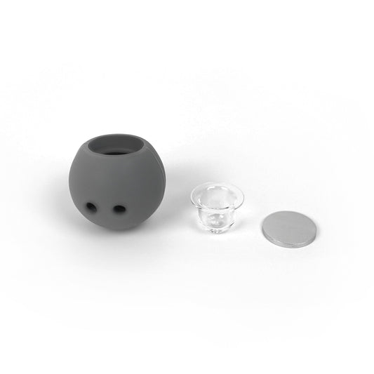 SUKA UFO Pipe Replacement Silicone Ball with Glass Bowl and Small Accessories Displayed on White Background
