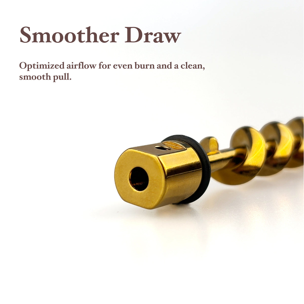 Close-Up of the Twisty Glass Blunt Gen 2 Gold Metal Spiral Component and Central Airflow Opening