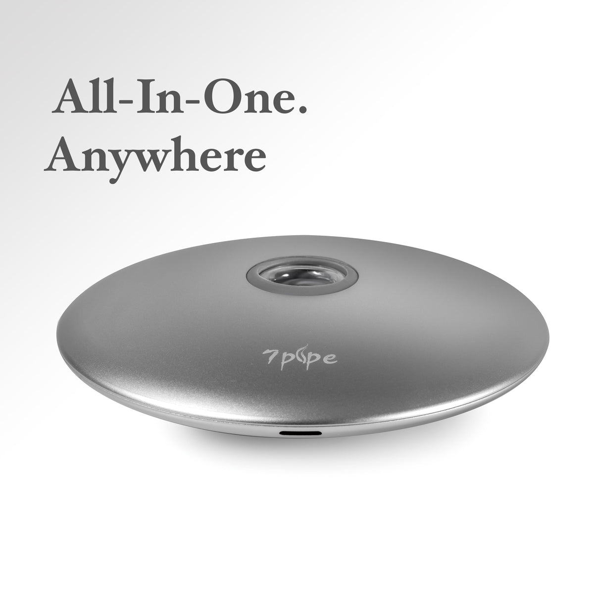 Silver SUKA UFO Portable Smoking Pipe with Compact Round Aluminum Body and Central Bowl Opening