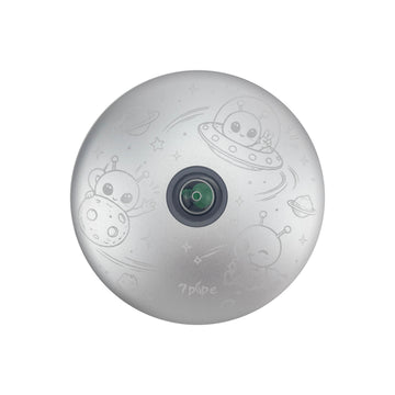 SUKA Pipe Orbit Alien Edition Silver UFO Smoking Pipe with Engraved Alien Artwork and Green Center Detail