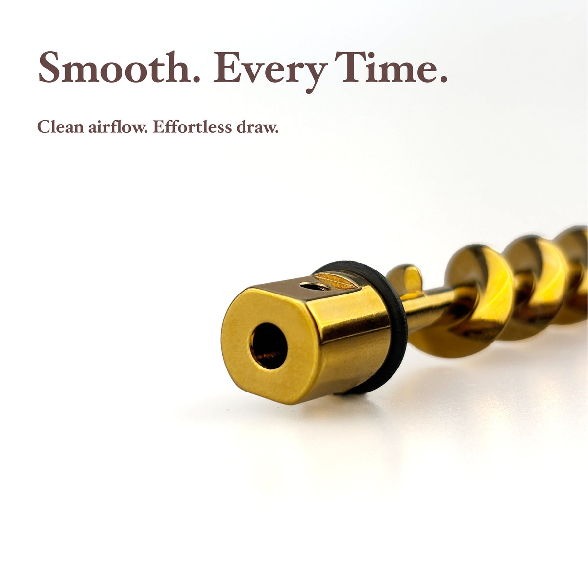 Twisty Glass Blunt Gen 2 Gold Spiral Assembly with Black Silicone O-Ring and Central Airflow Design